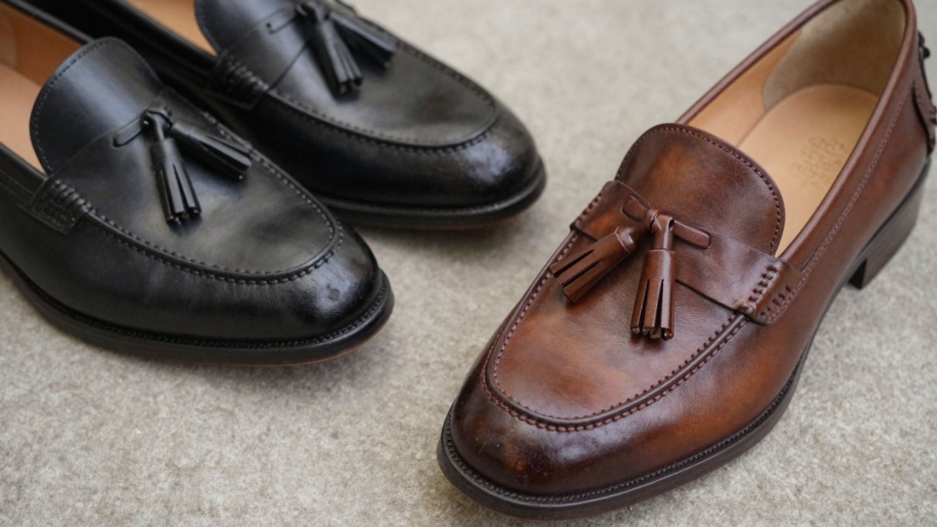 British and American tassel loafers side-by-side comparison.