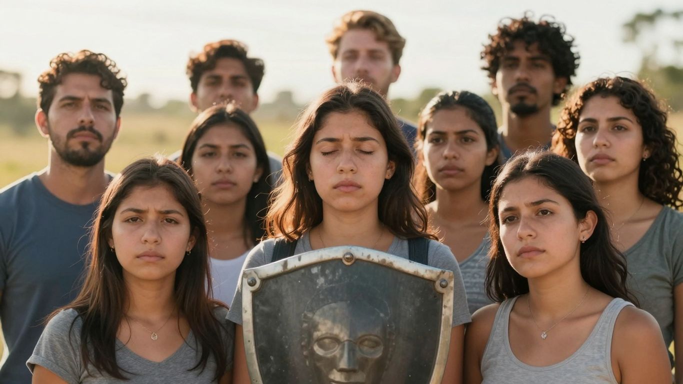 People protected by a shield of light.