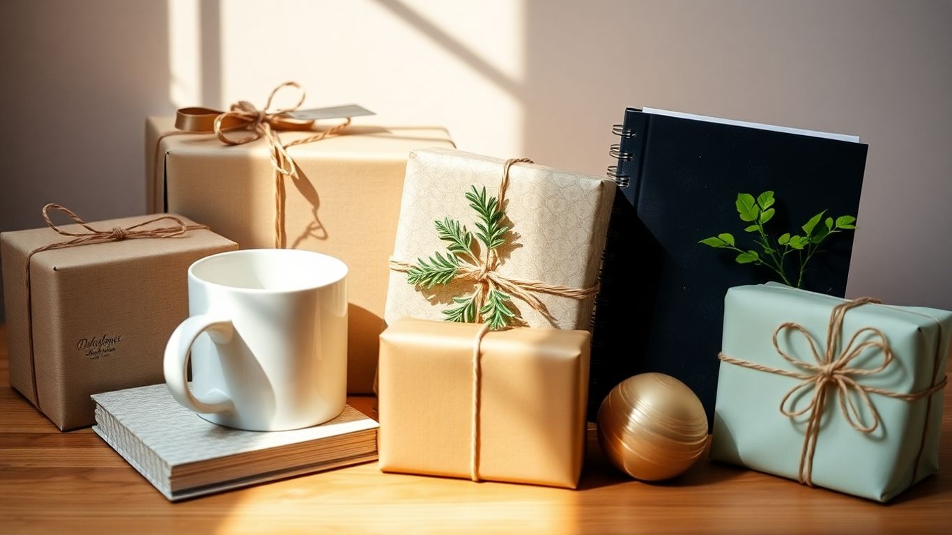 Teacher appreciation gifts: mug, notebook, and plant.
