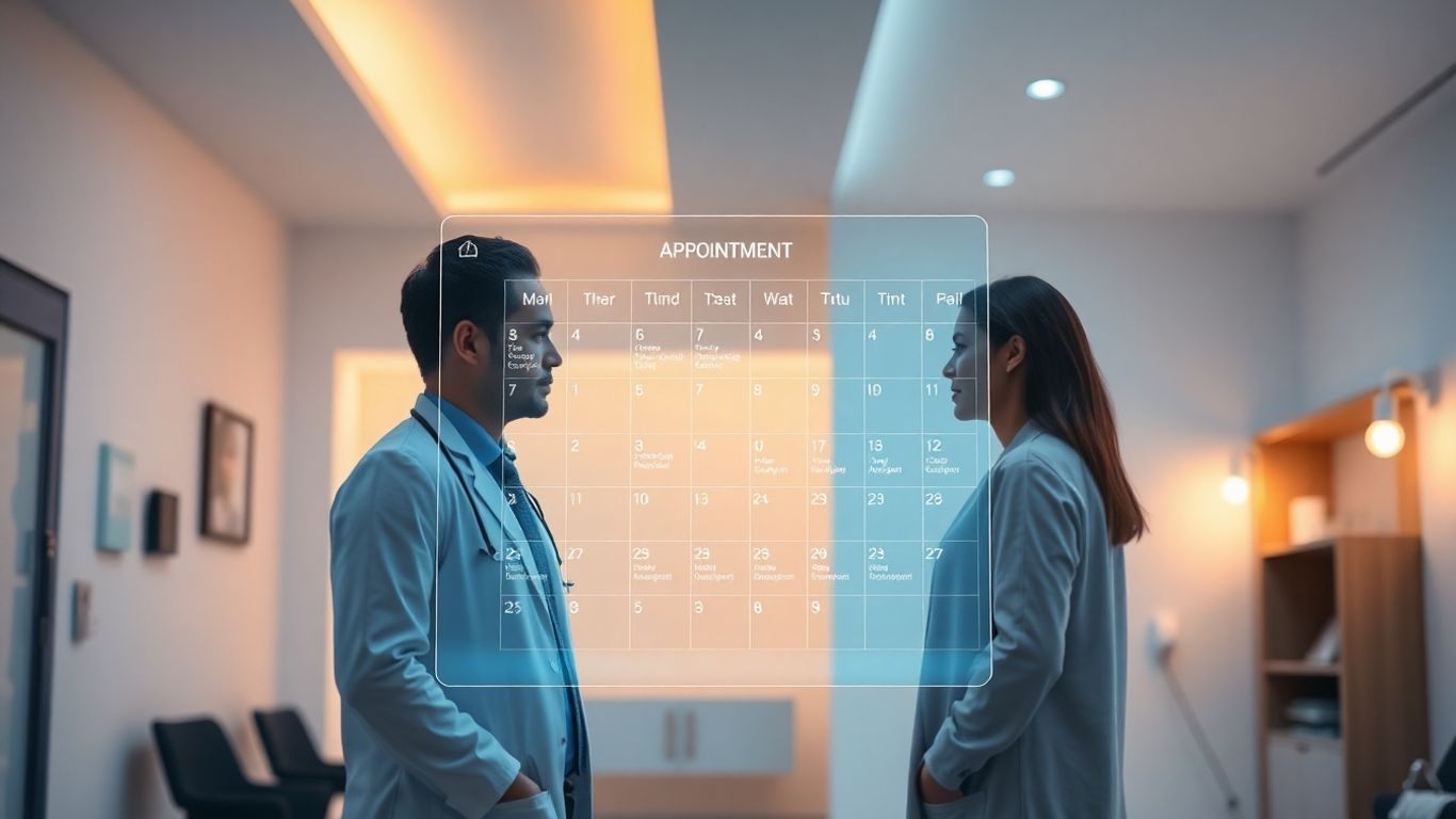 AI scheduling interface in a modern clinic.