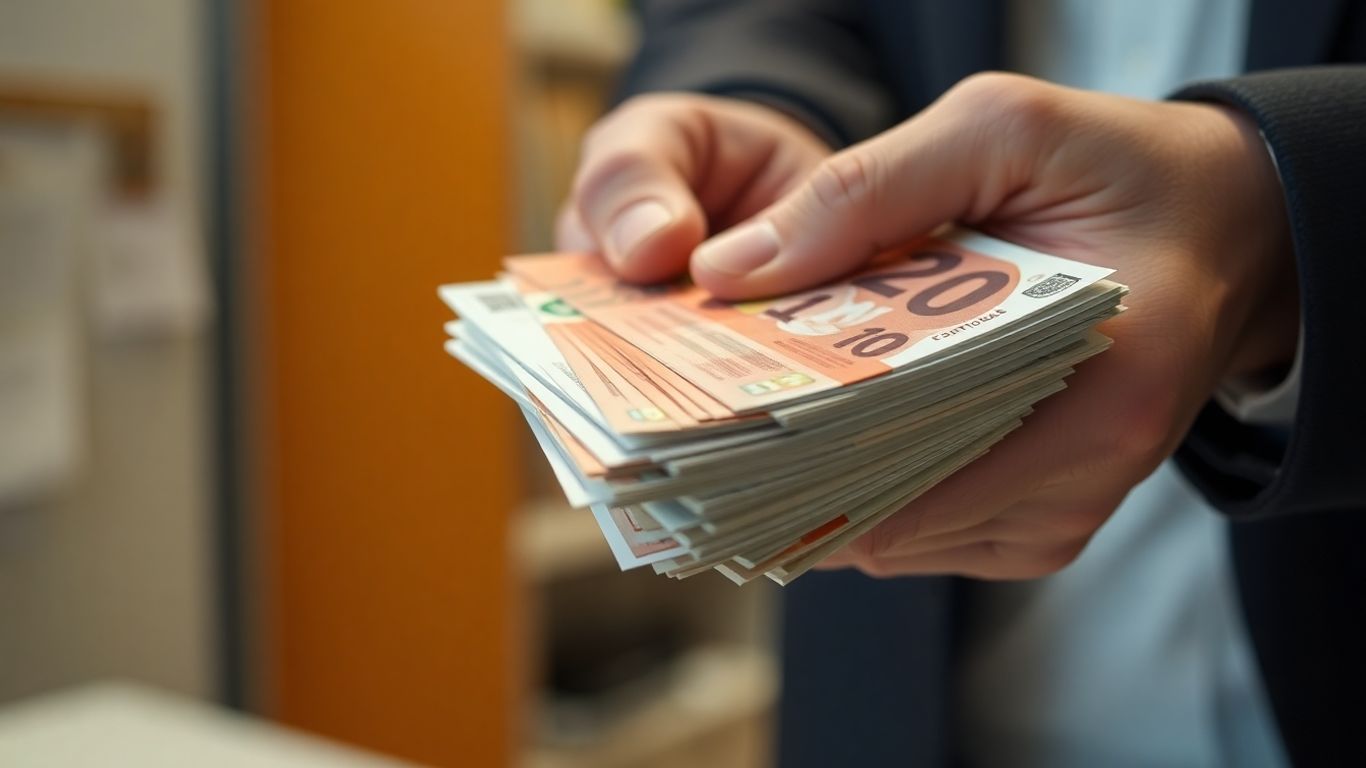 Pessoa recebendo dinheiro do reembolso do IRS