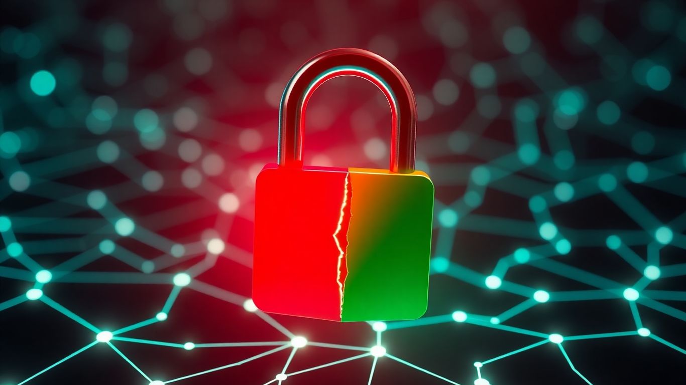 Cadenas rouge et vert sur fond numérique