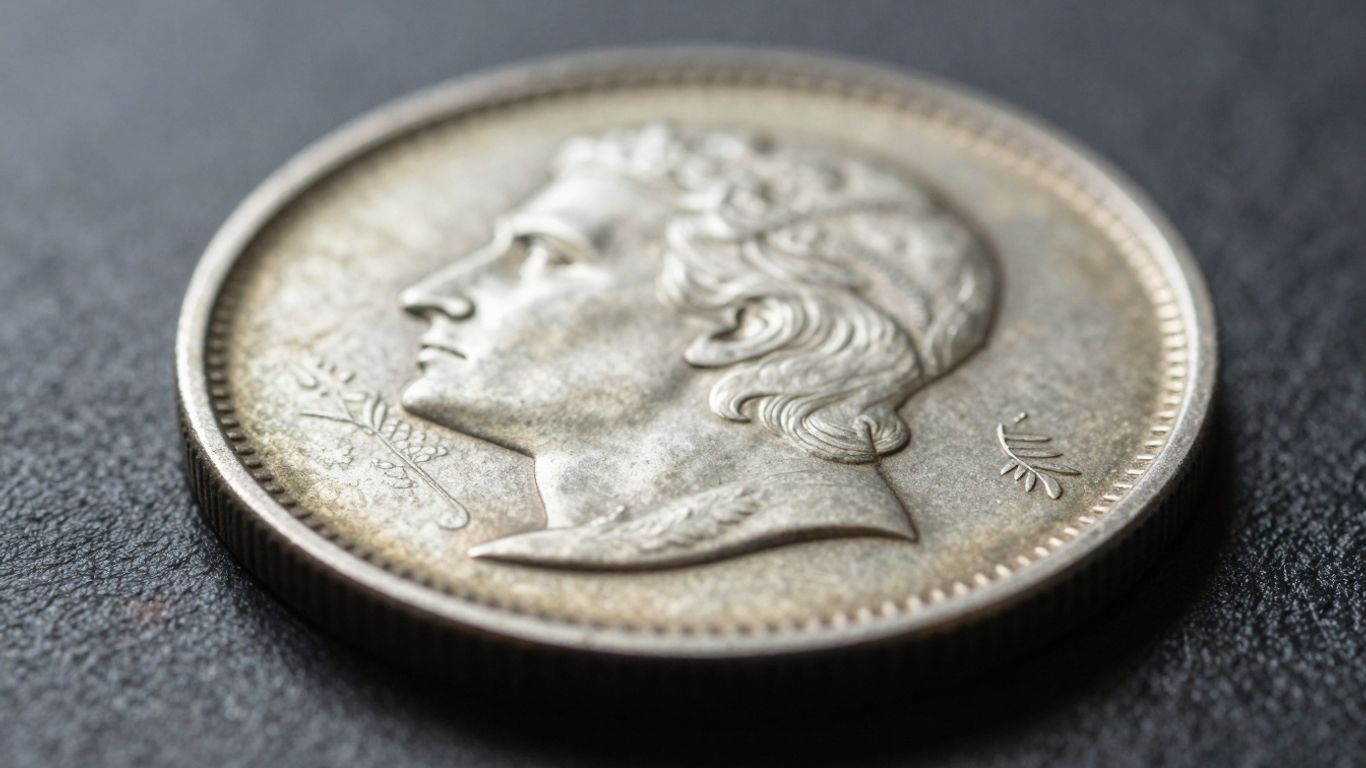 Close-up of a detailed vintage coin.