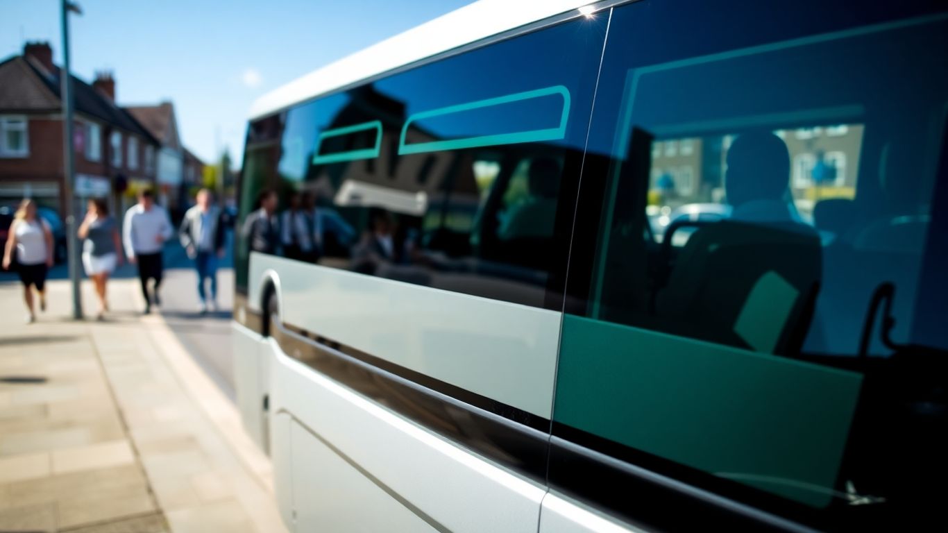 Modern minibus parked on a street in Slough.