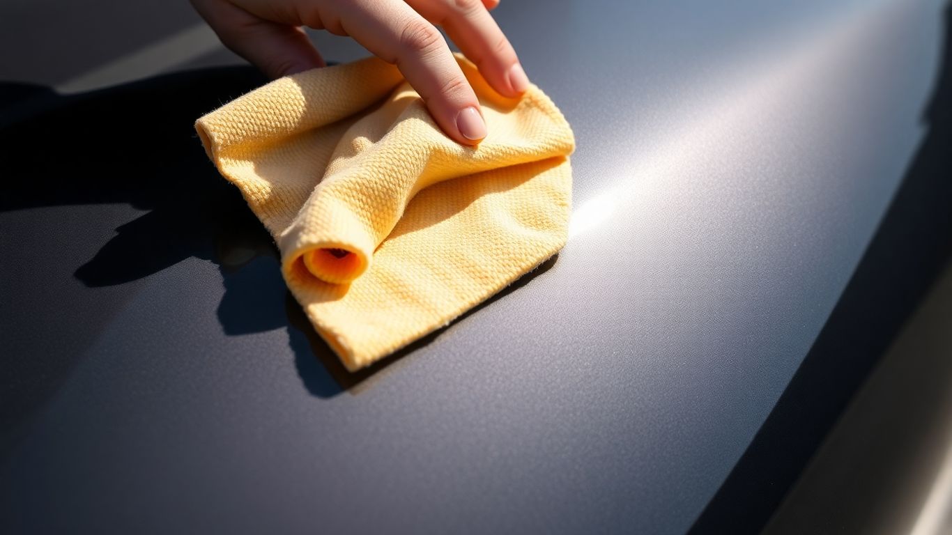 Car wrap cleaning with microfiber cloth.
