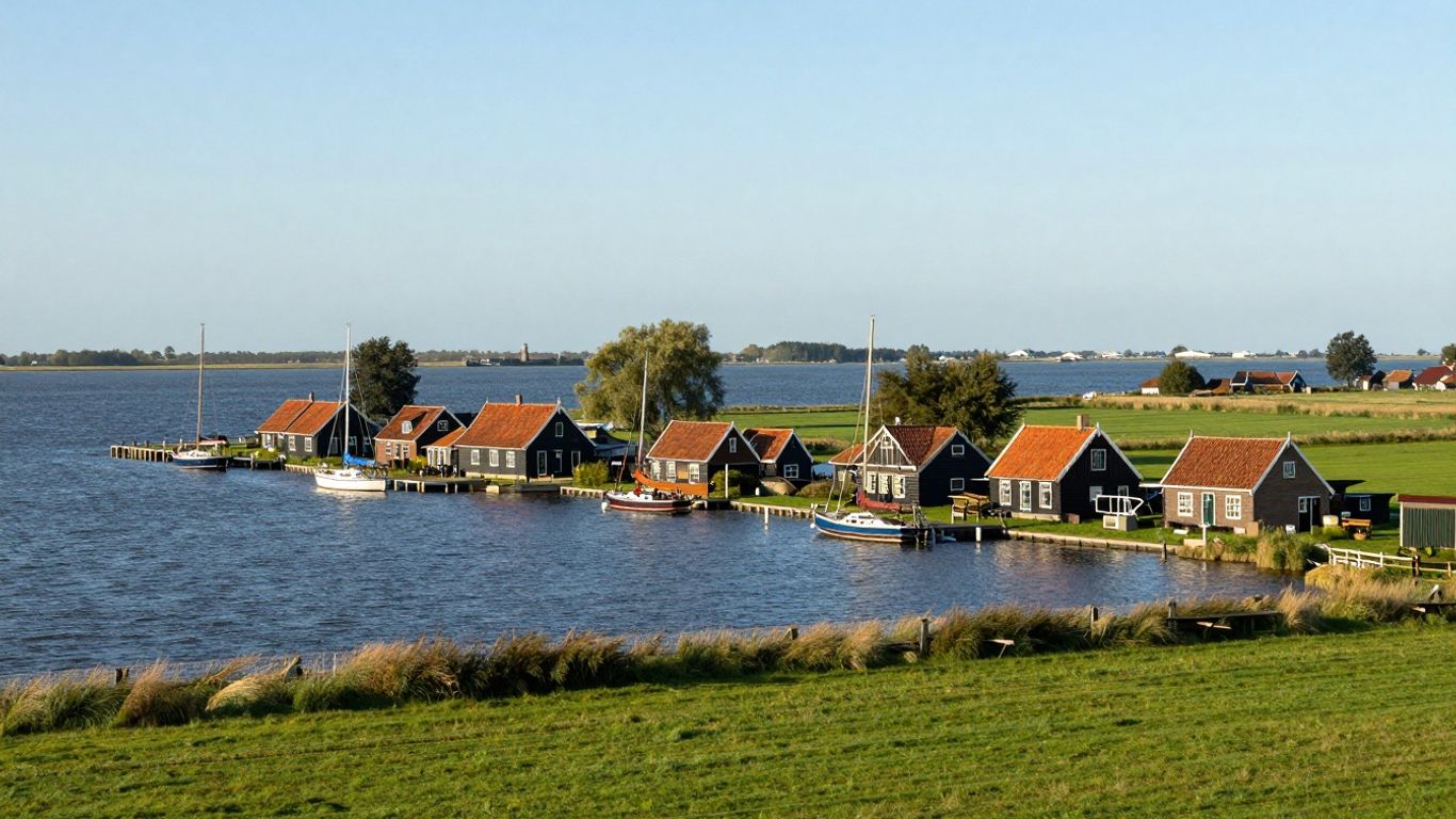 Schöne IJsselmeer Orte mit Dörfern und Segelbooten