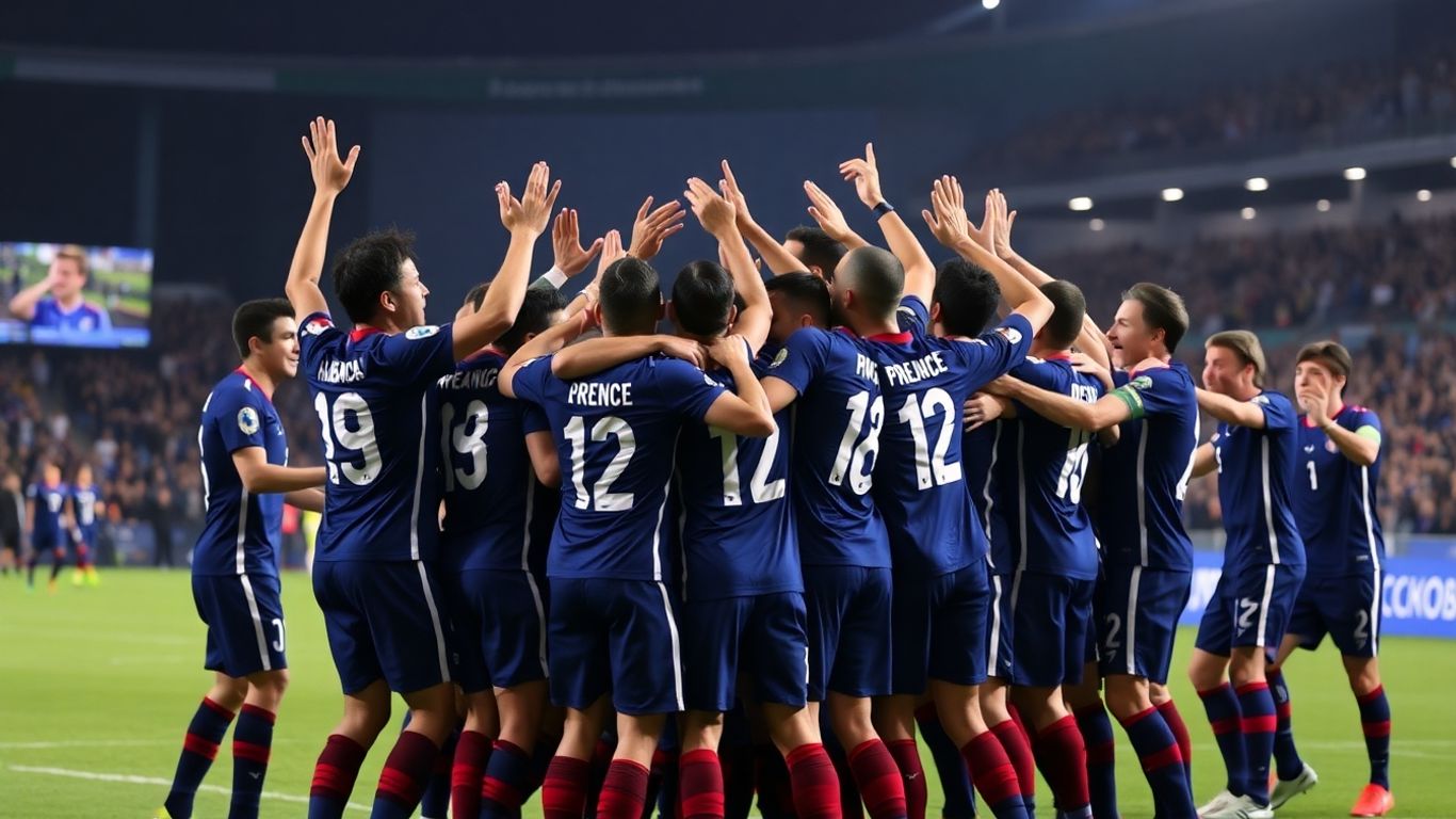 Joueurs français U20 célébrant une victoire tendue.