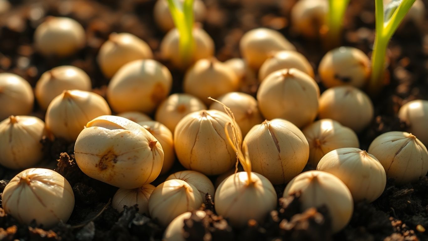 Sementes saudáveis prontas para germinar em solo fértil.