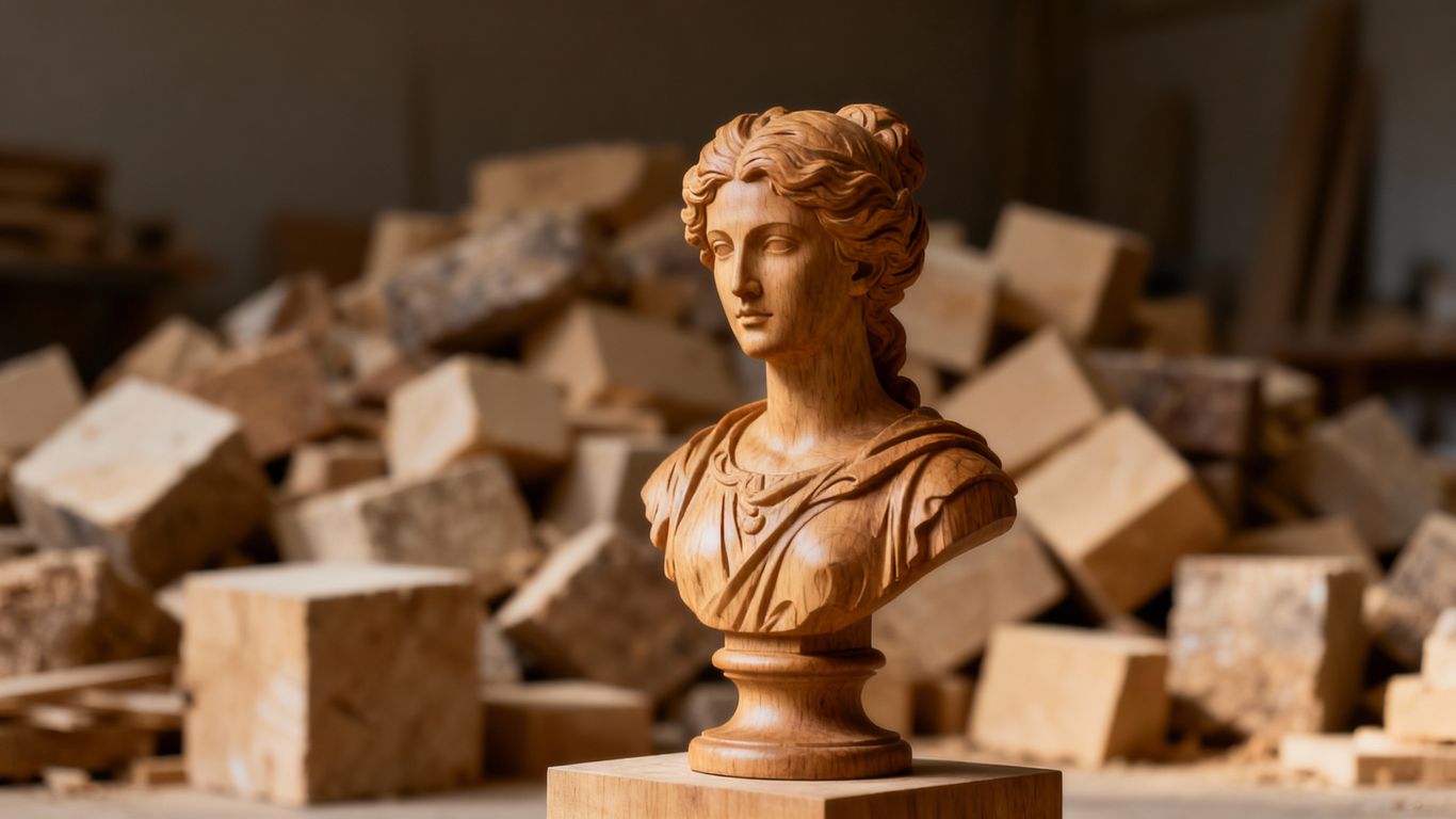 A single, detailed sculpture versus many rough blocks.