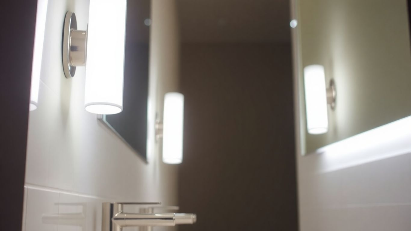 Bathroom vanity with bright LED lighting.