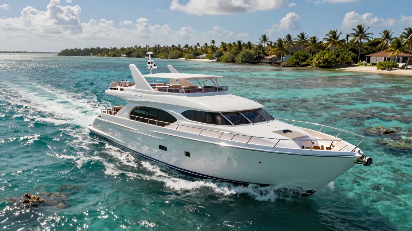 Luxury yacht sailing in the Florida Keys waters.
