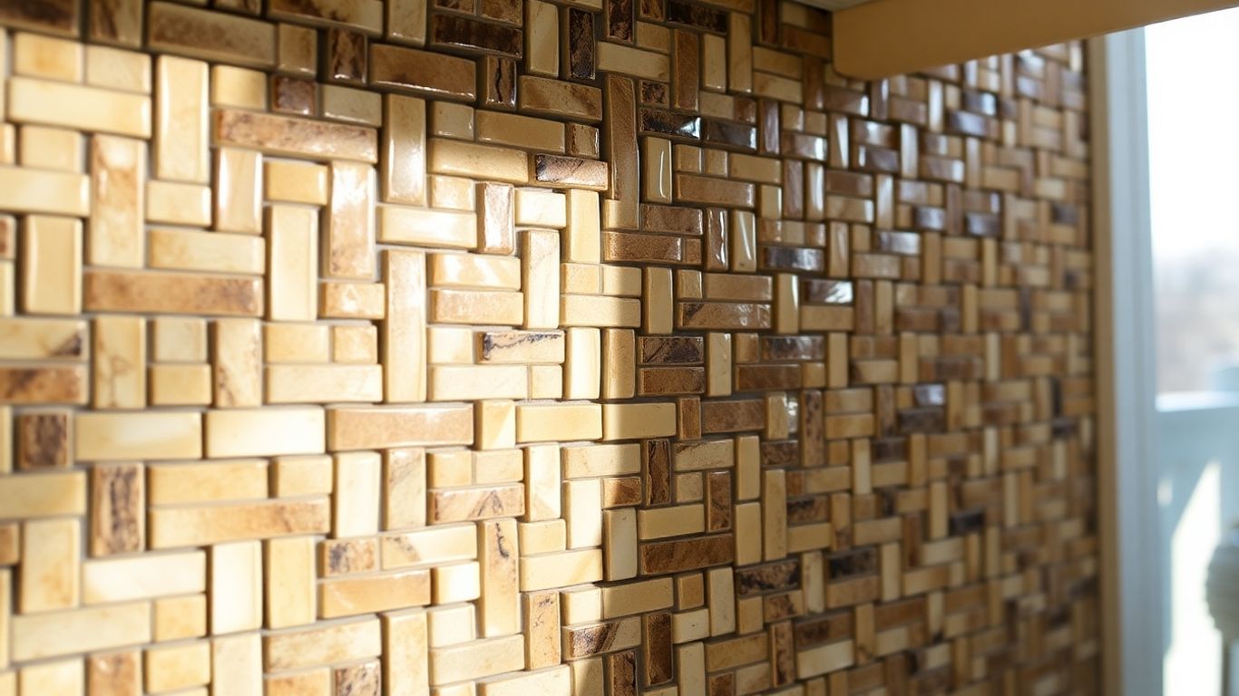 Basketweave tile kitchen backsplash detail