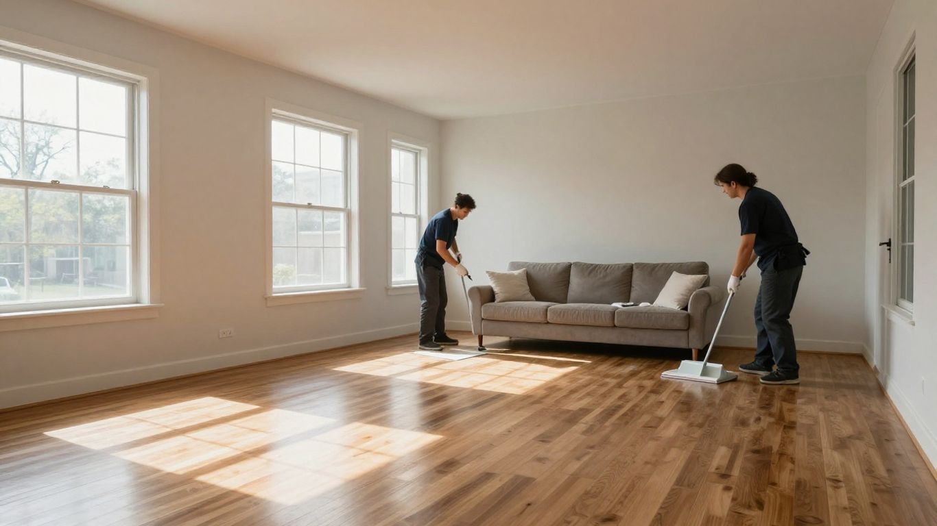 Clean living room after renovation, ready for occupancy.