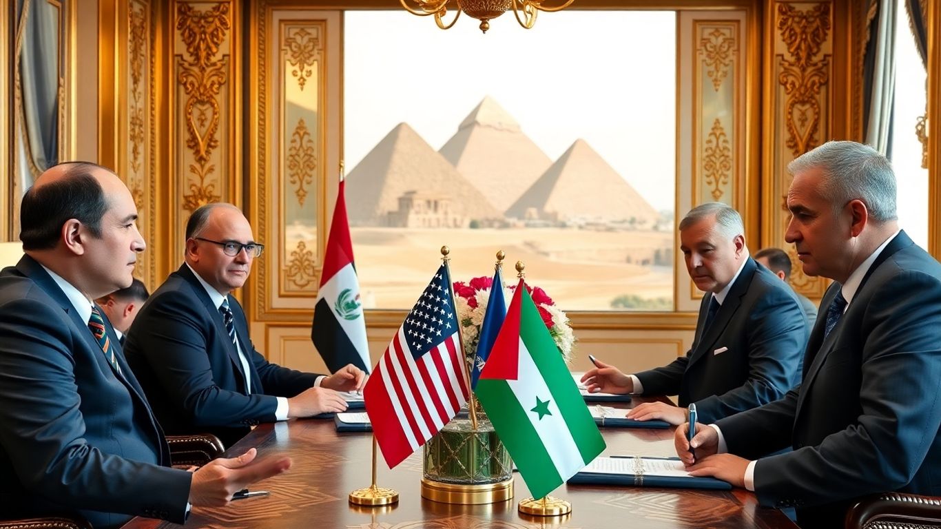 Dirigeants diplomatiques réunis au Caire autour d'une table.