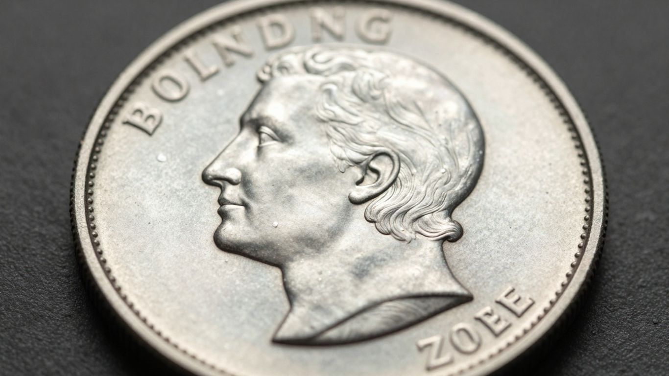Close-up of a proof coin's frosted and mirrored finish.