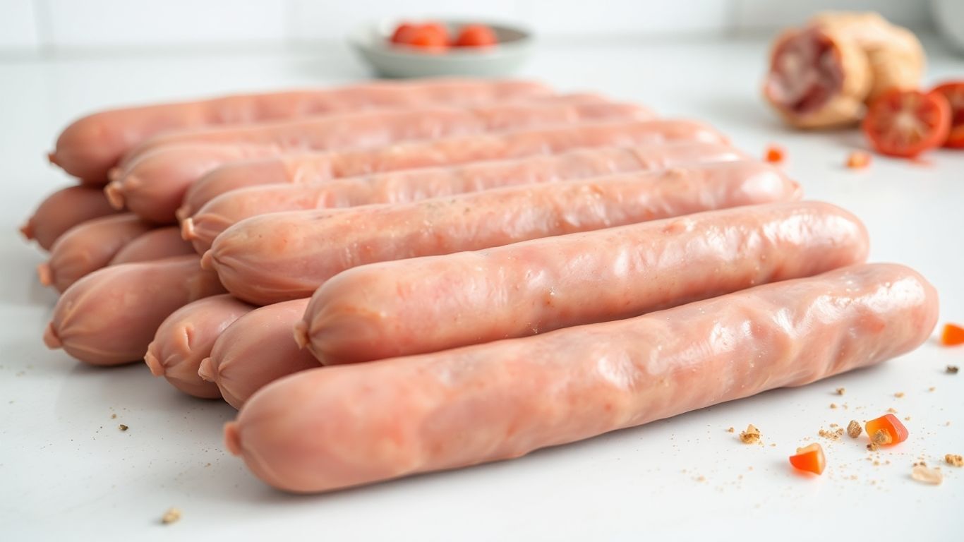 Saucissons crus sur un plan de travail