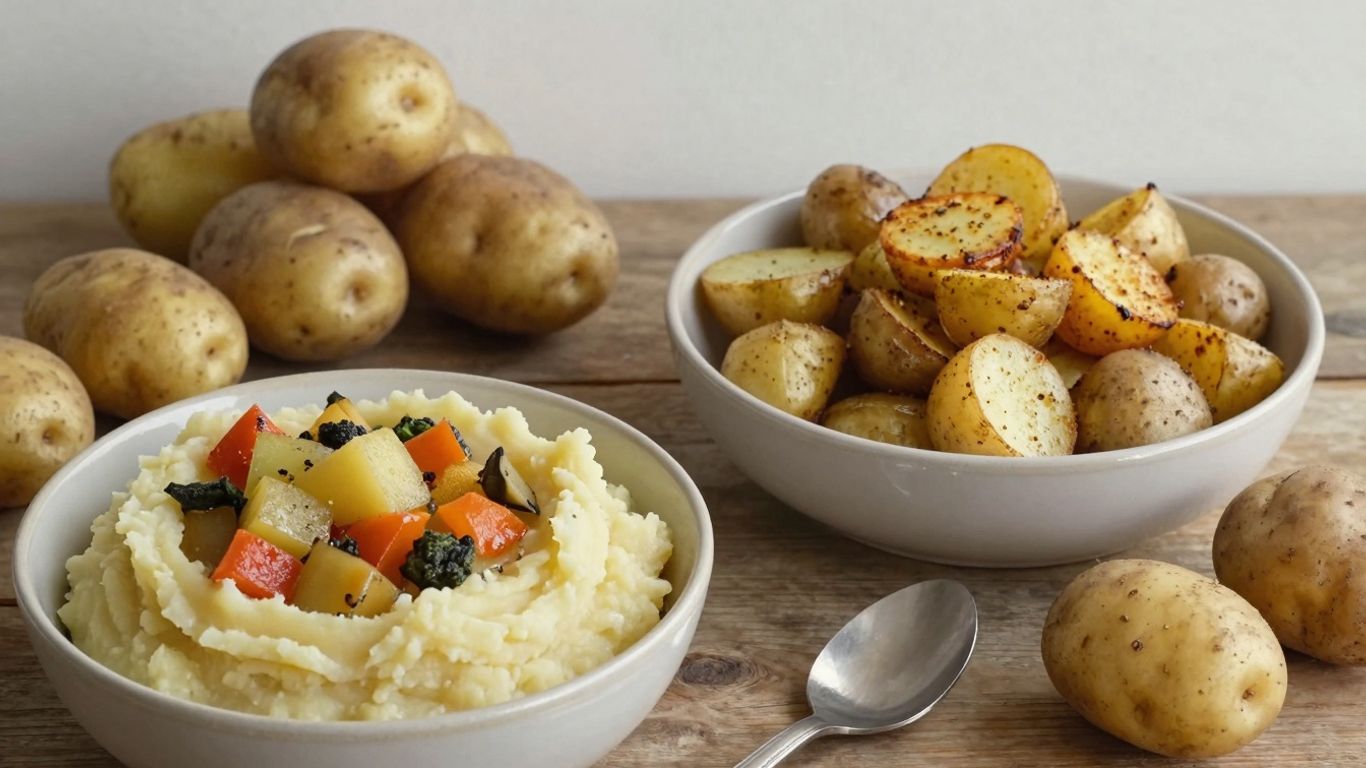Biologische aardappelen in diverse gerechten, stamppot en geroosterd.