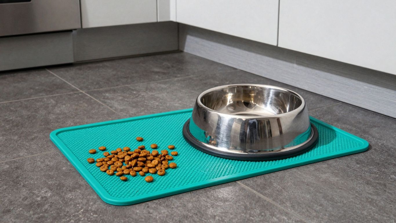 Silicone mat dog feeder preventing spills