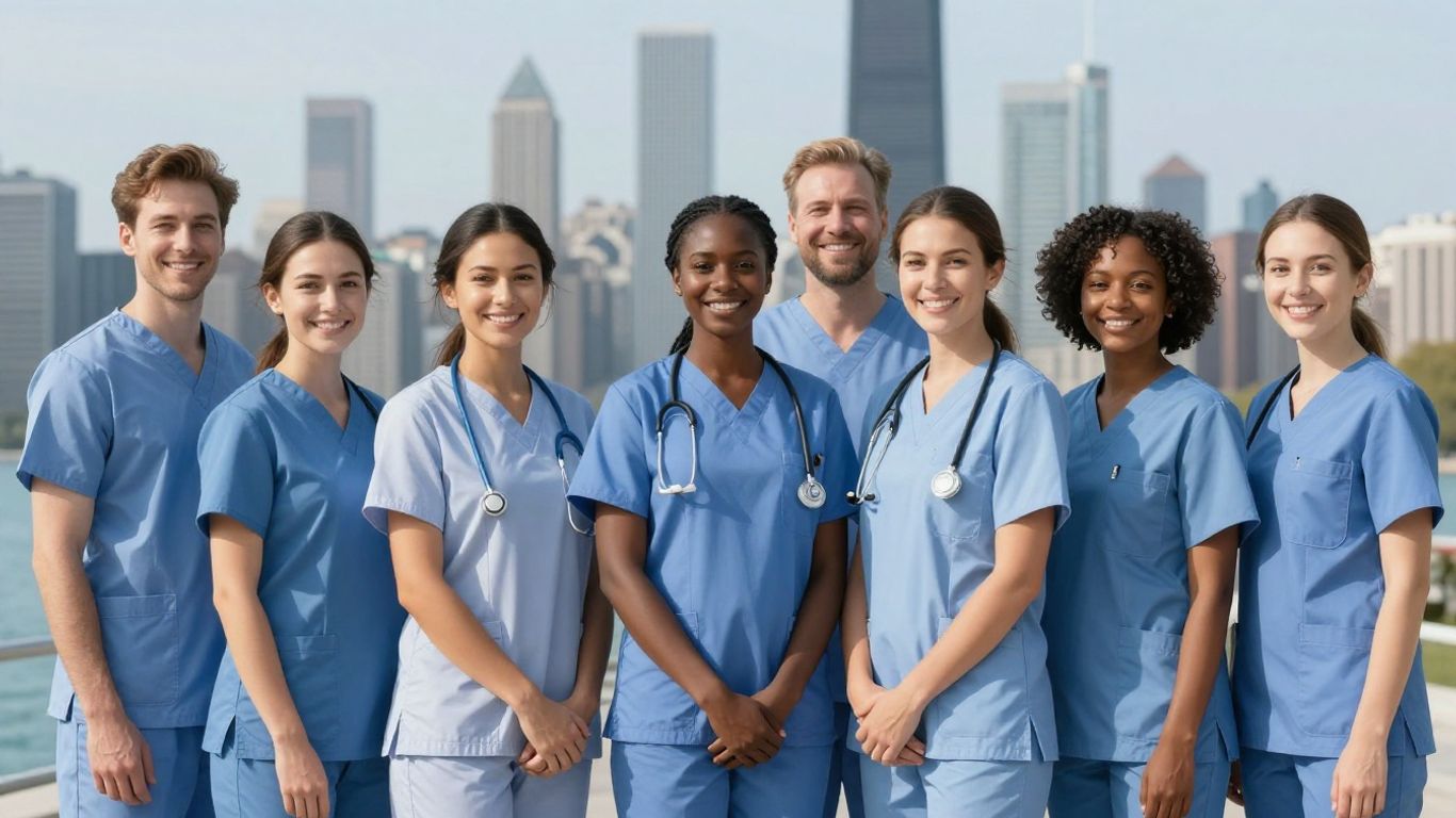 Nursing assistants in Chicago smiling together.