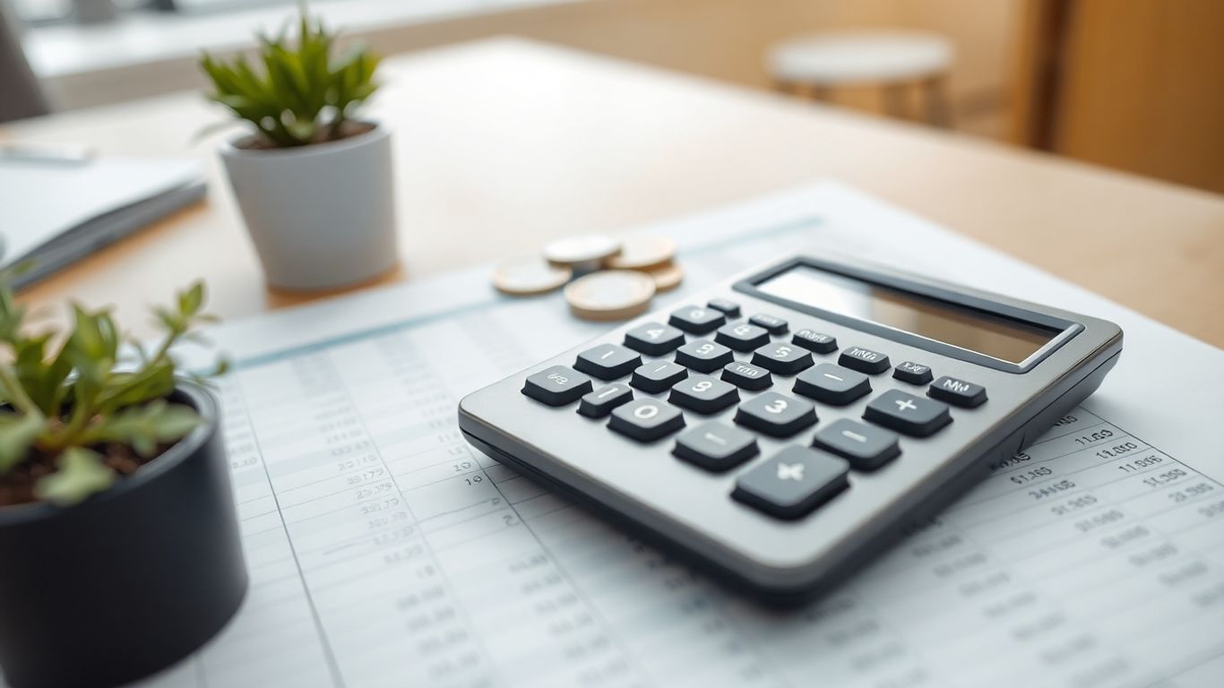 Excel spreadsheet with financial data and calculator.