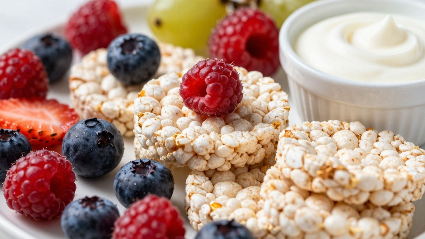 Assortment of healthy, low-calorie snacks under 100 calories.