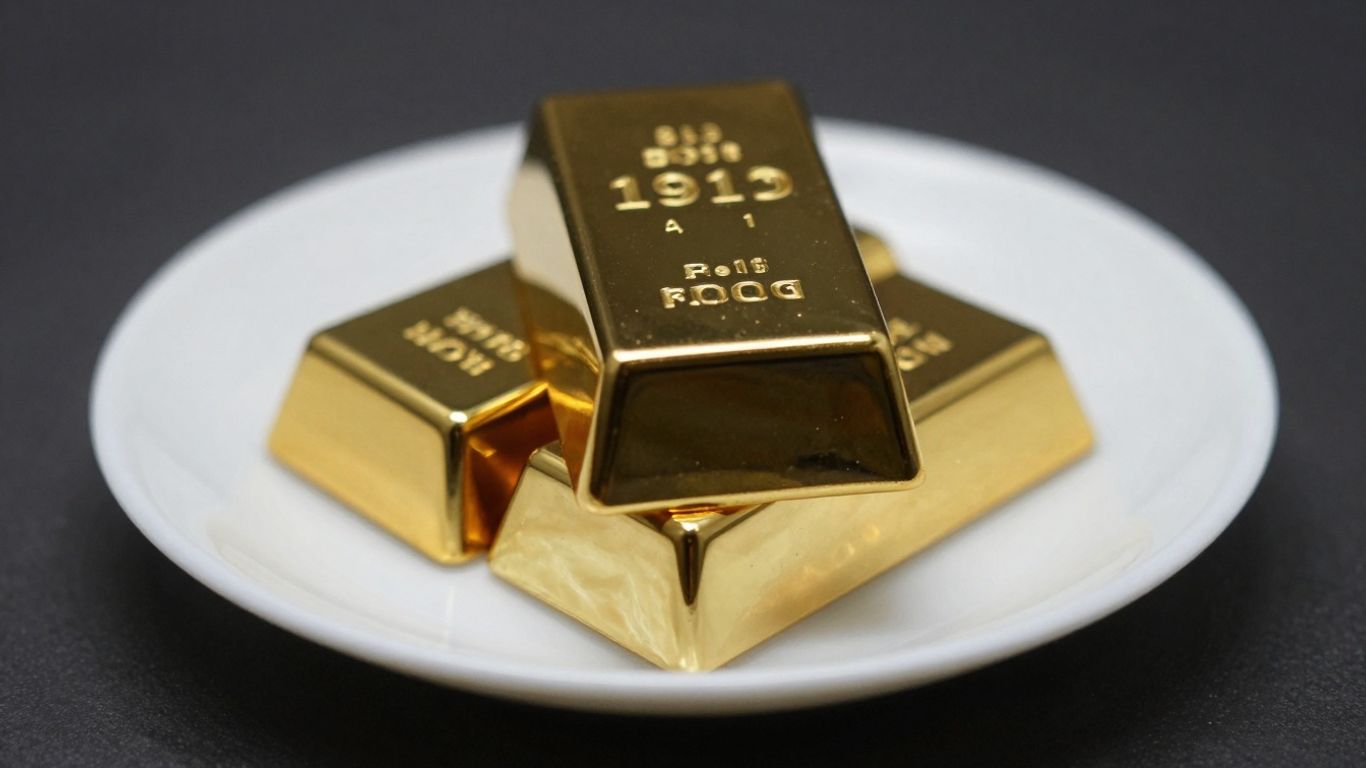 深色背景上闪亮的金条。