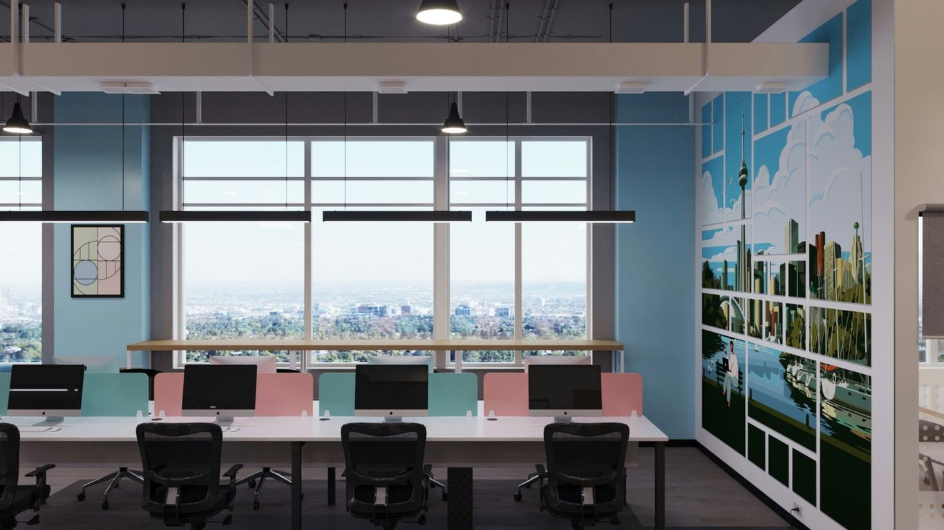 a room with a large table and chairs in it