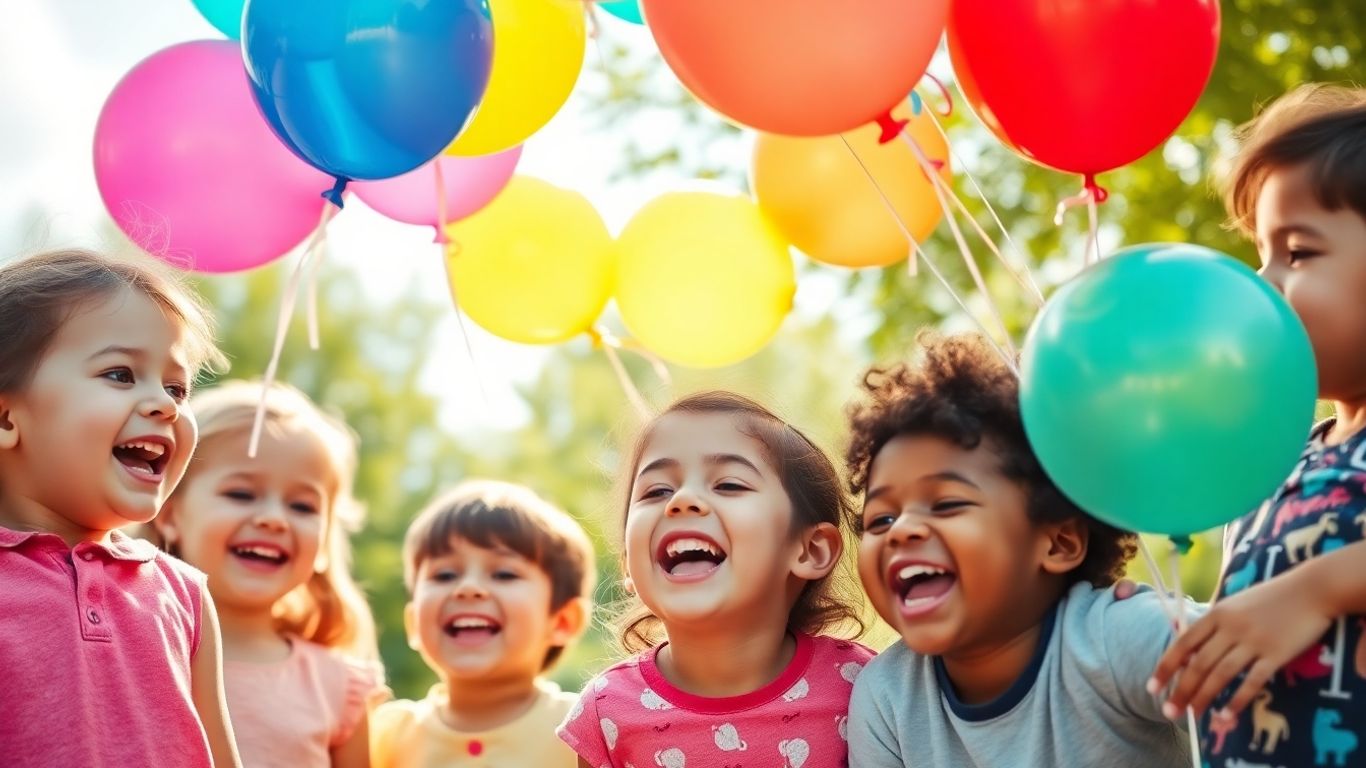Crianças felizes a brincar no Dia da Criança.