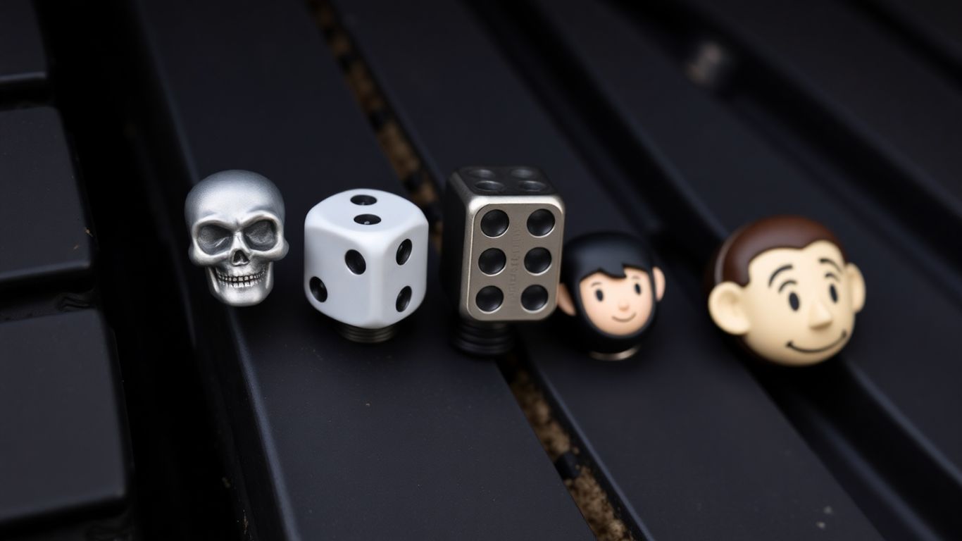 Creative and unusual car tire valve caps.