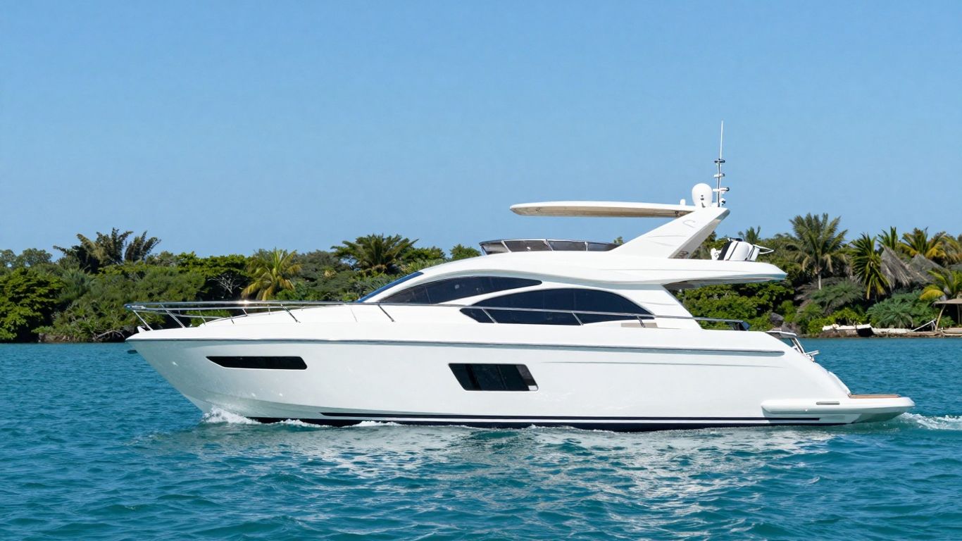 Luxurious Elysian Yacht sailing on clear blue water.