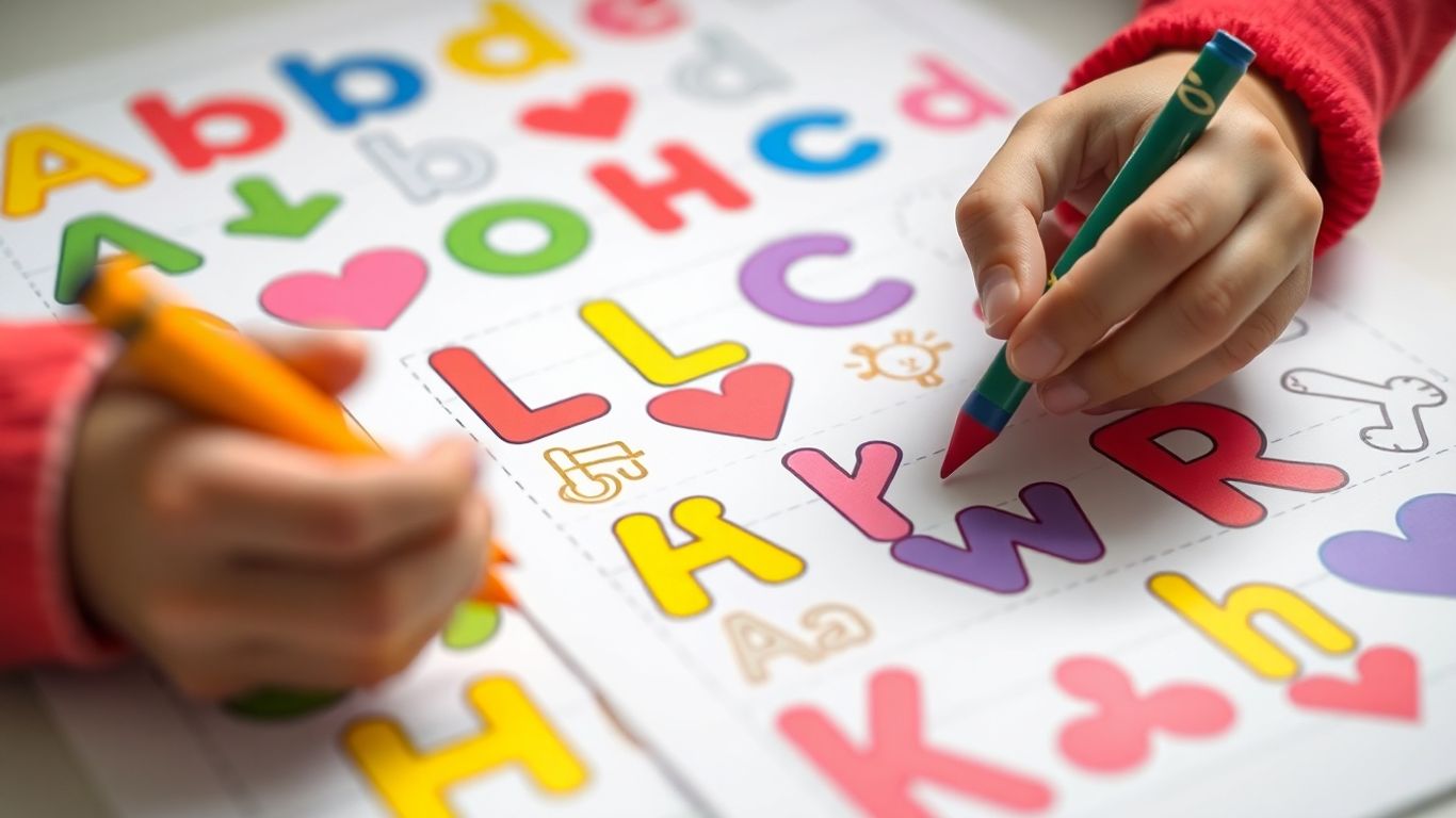 Colorful alphabet tracing worksheets for children's learning.