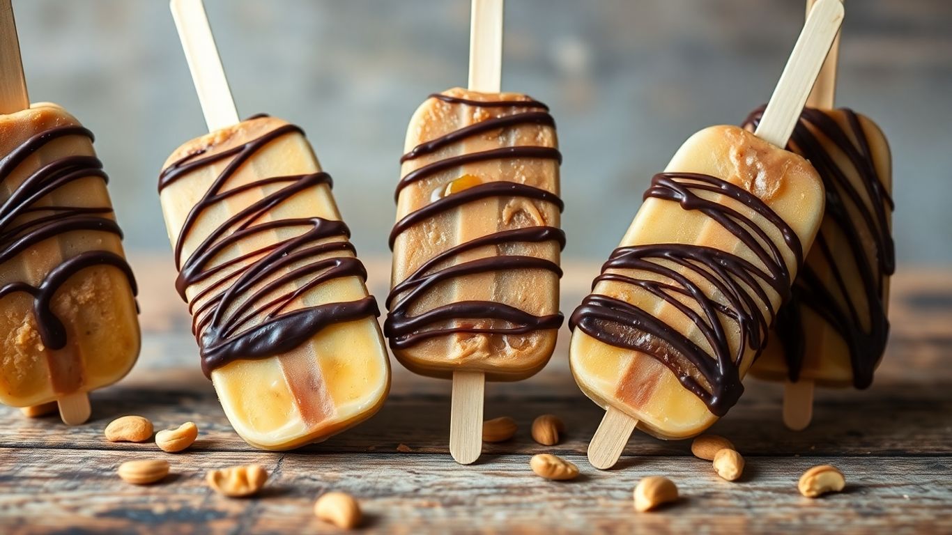 Chocolate peanut butter banana pops on a wooden board.