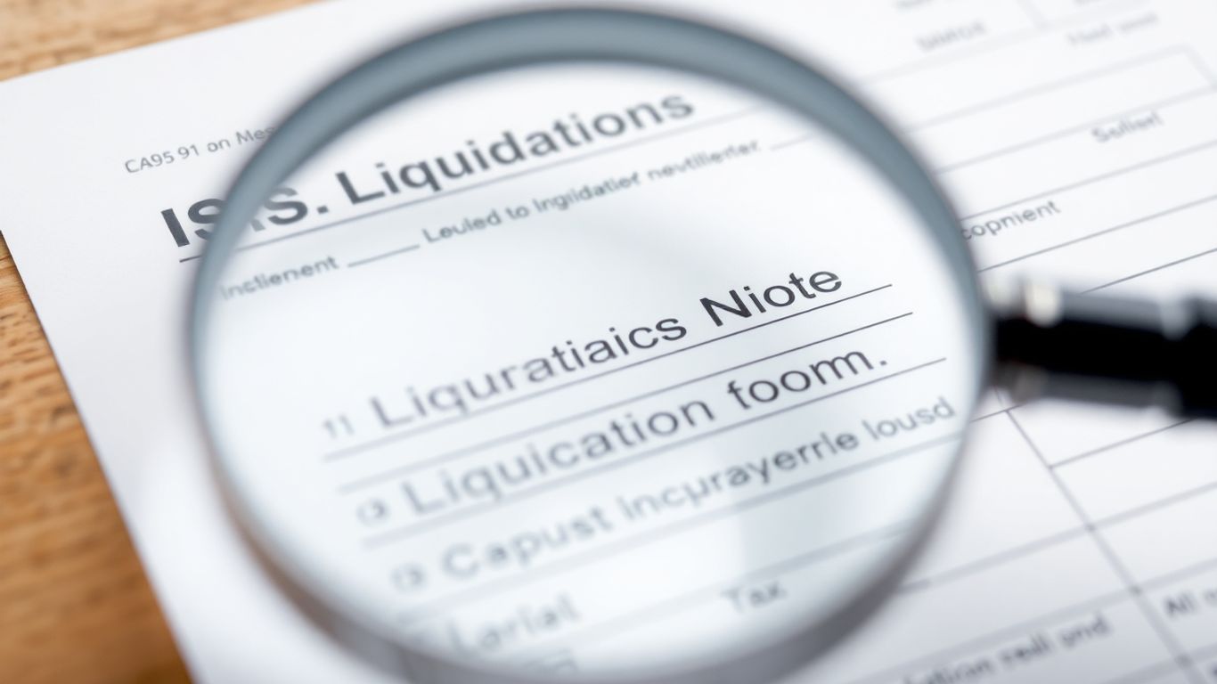 Nota de liquidação do IRS com lupa.