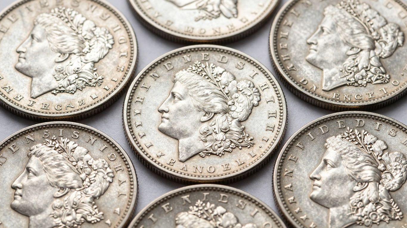 Collection of silver Morgan and Peace dollars