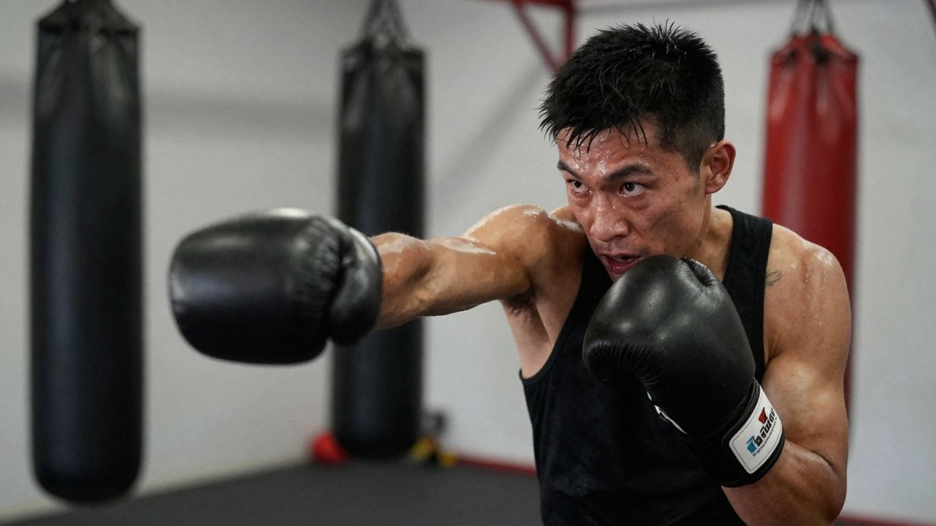 Boxer training hard in a Perth gym.