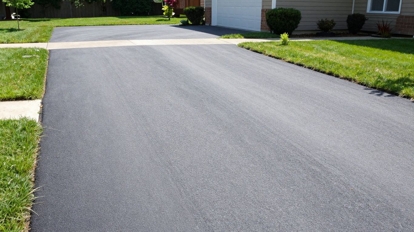Professionally patched driveway enhancing home curb appeal.