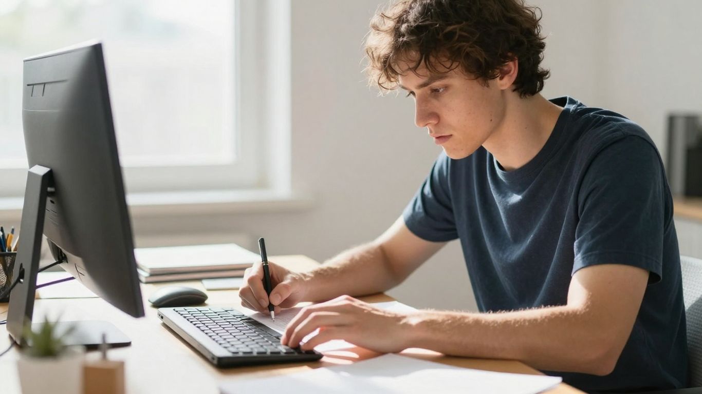 Person with ADHD overcoming procrastination, looking focused and productive.