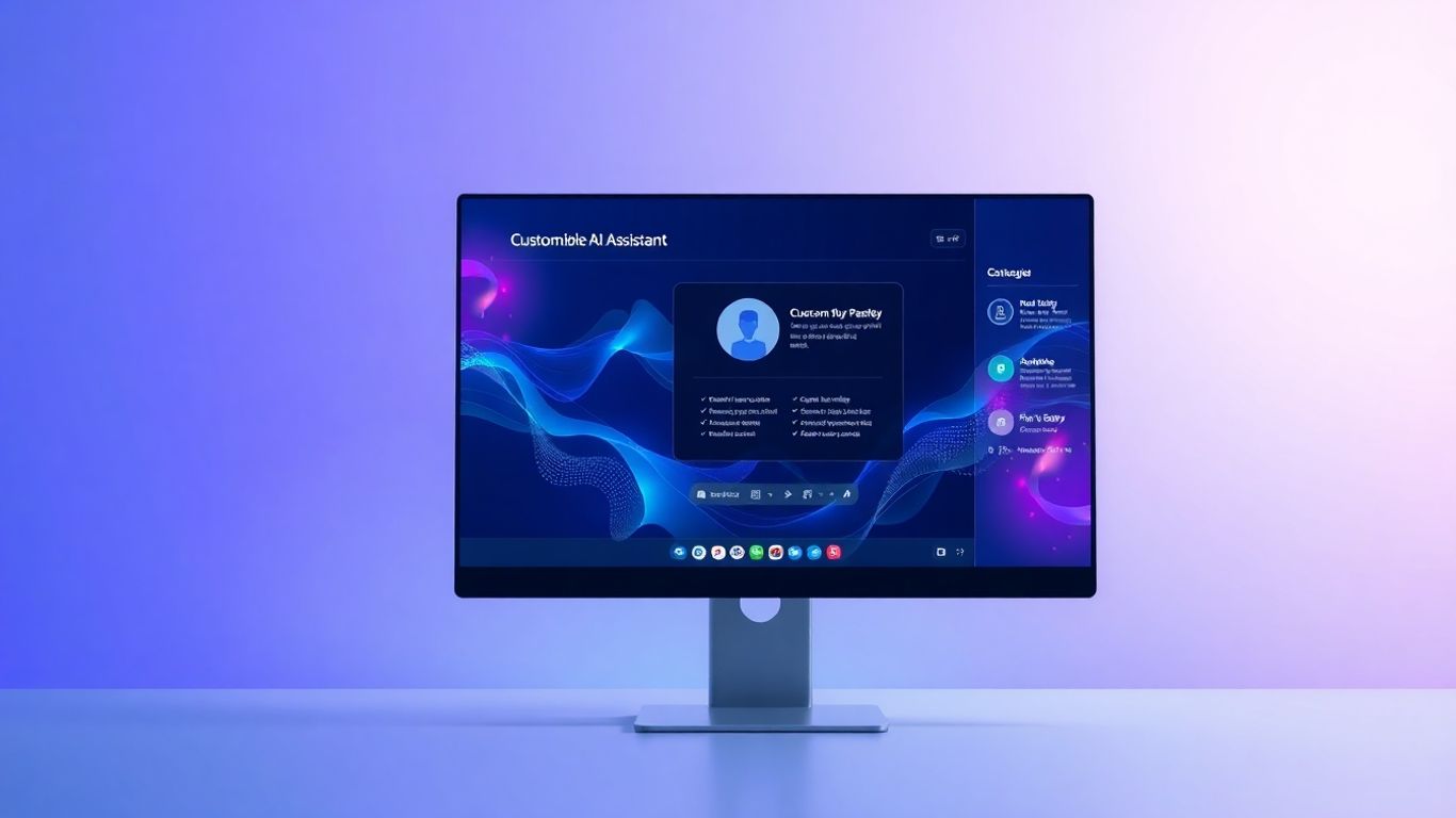 Customizable AI assistant interface on a computer screen.