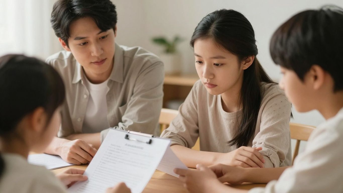 Family discussing final expense insurance policy.