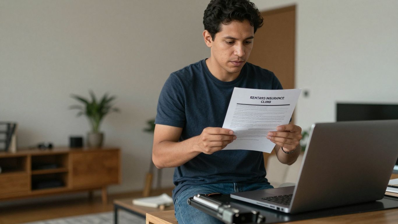 Renters insurance claim process with damaged belongings.