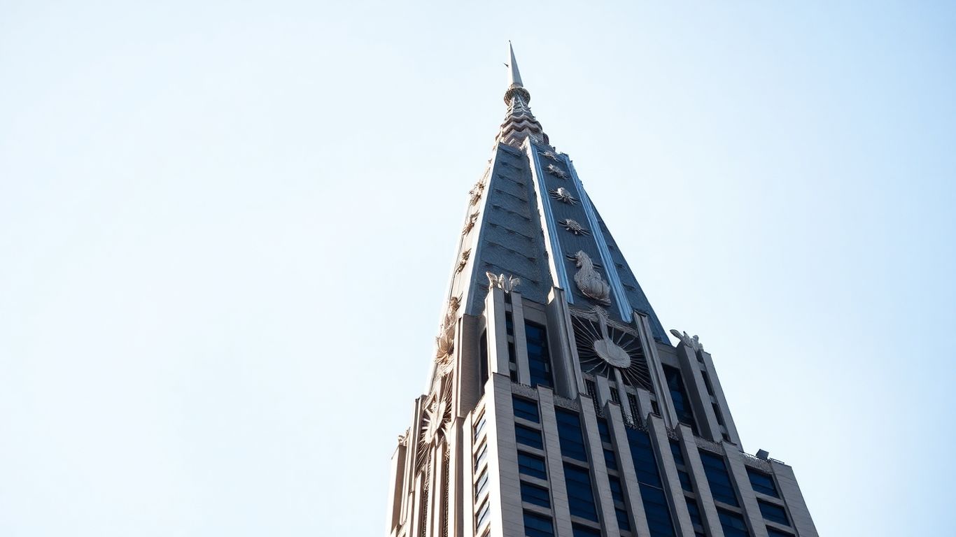Chrysler Building's art deco spire against the sky.