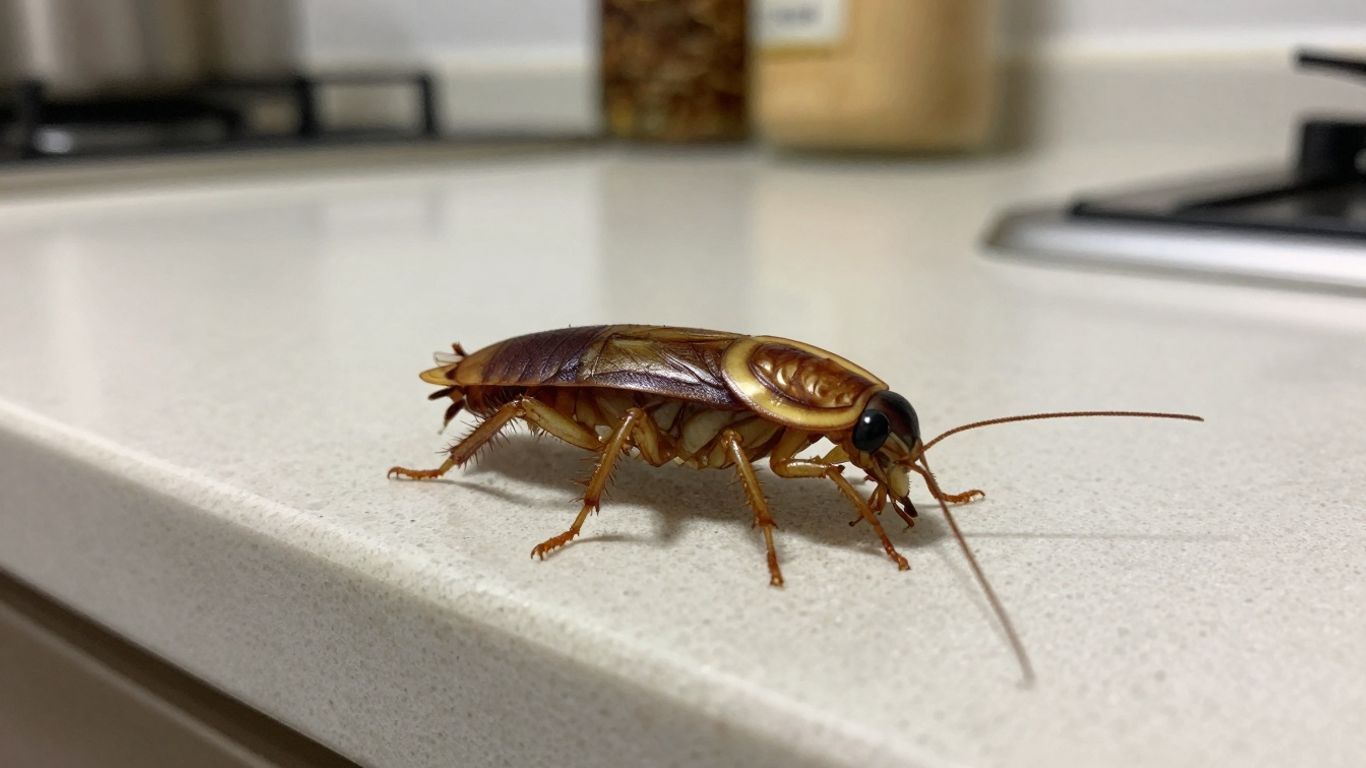 Cockroach on a kitchen counter in Niagara Falls home.