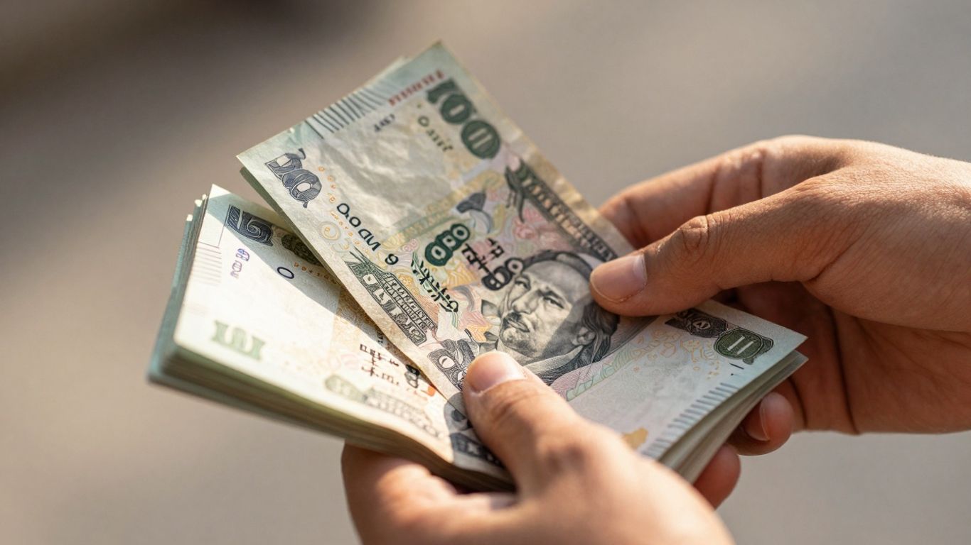 Hands holding money, financial concept