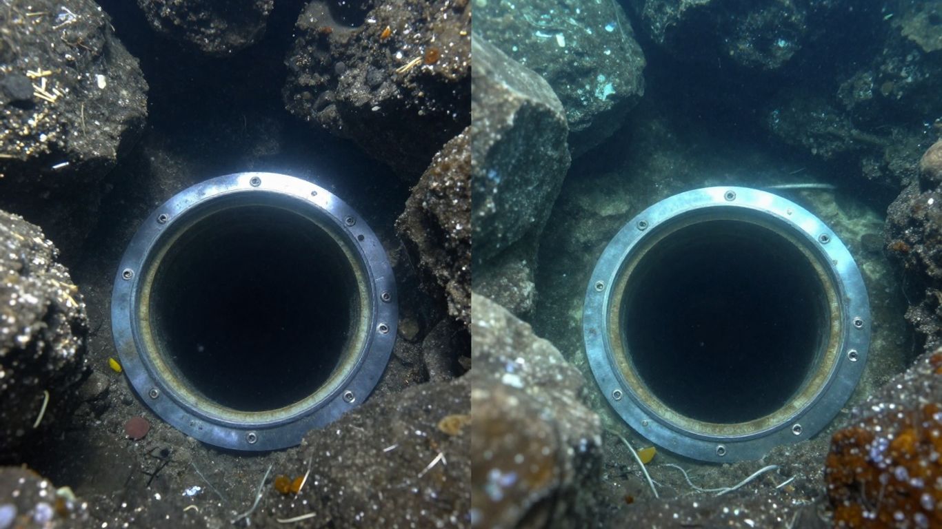 Deep and shallow wells with visible underwater seals