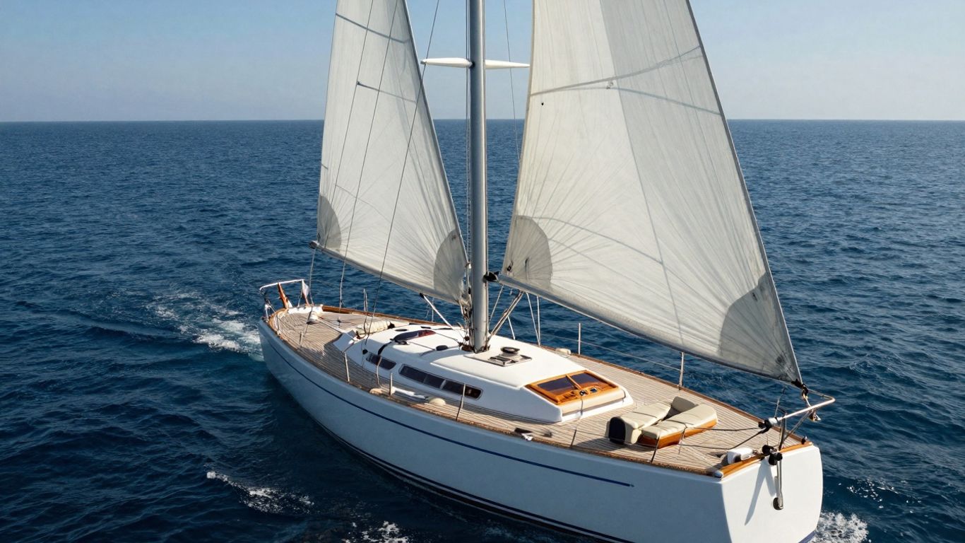 Seahawk sailboat on blue water