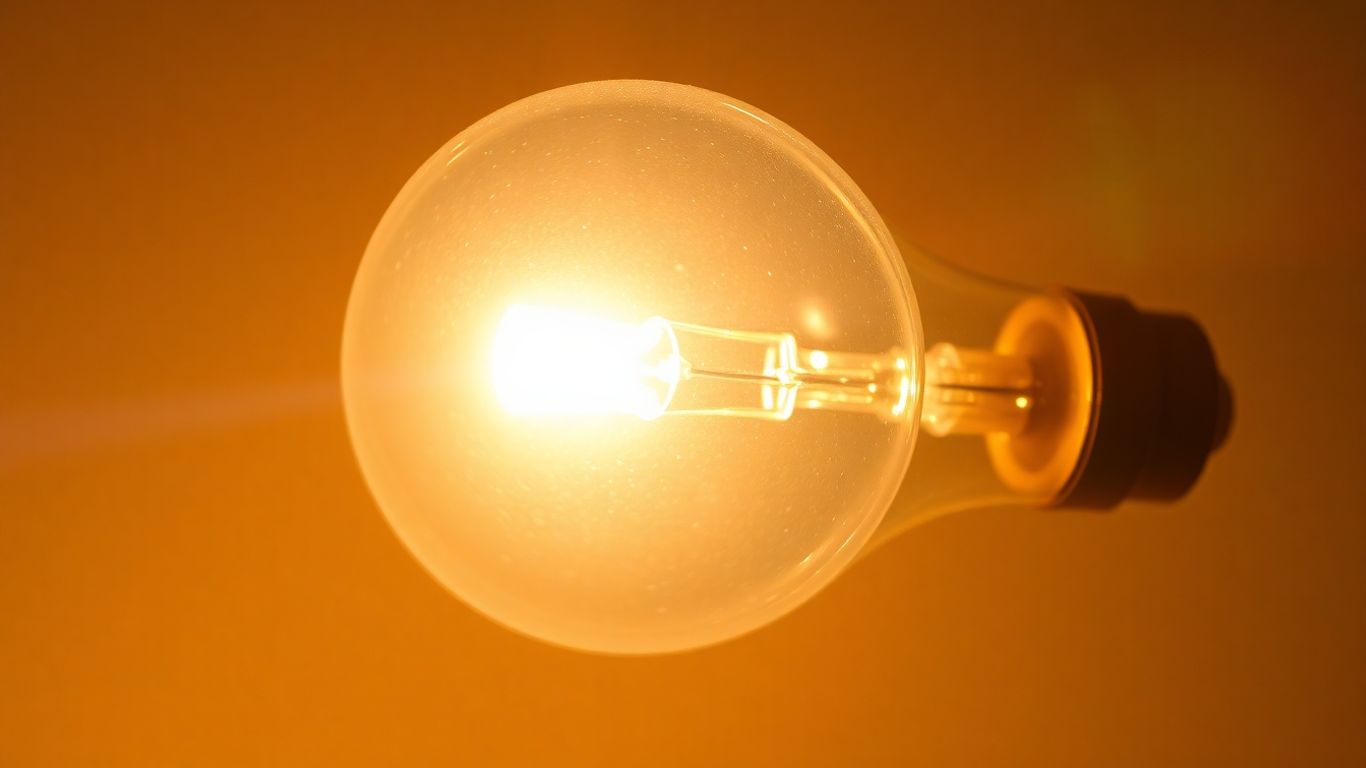 Bright halogen bulb emitting warm, focused light.