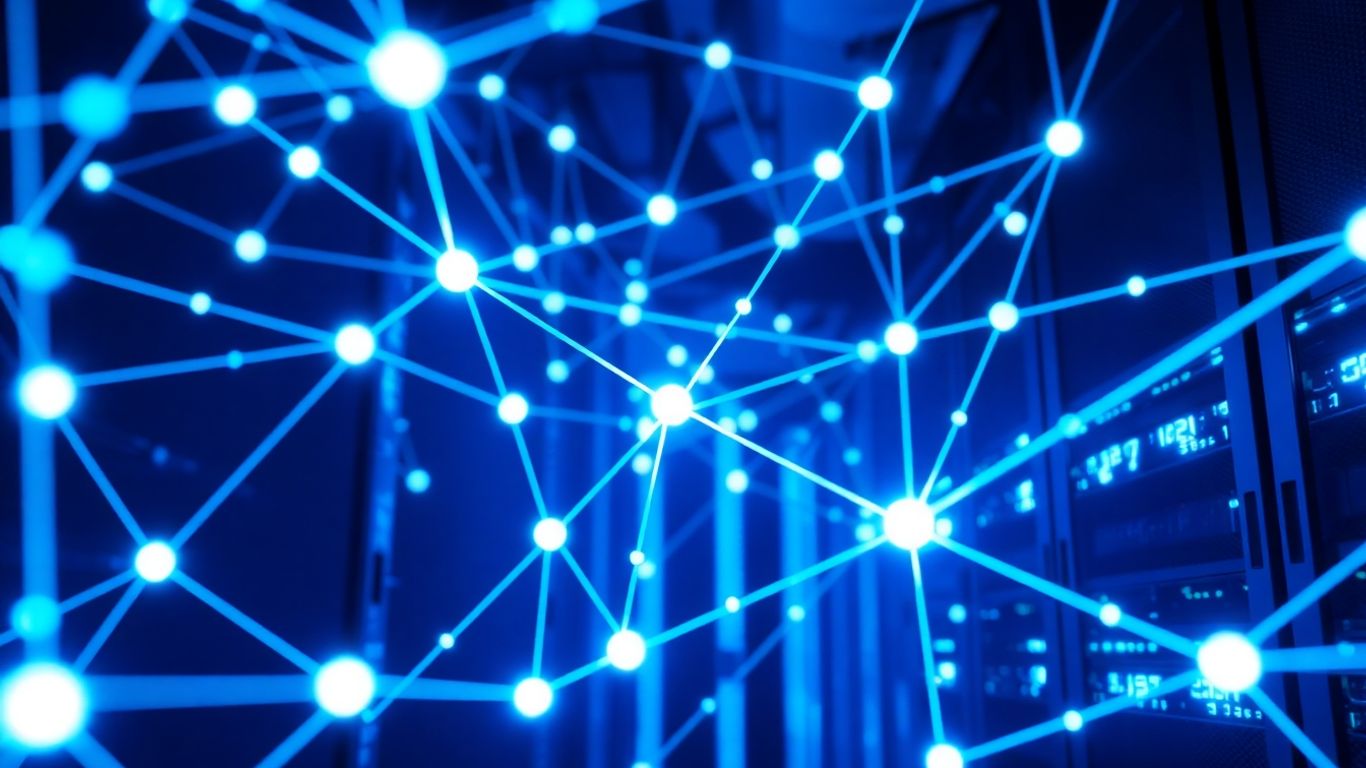 Servidores de red interconectados en un centro de datos.