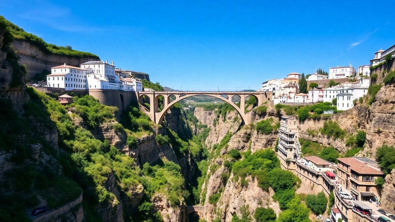 Ponte Puente Nuevo de Ronda sobre um desfiladeiro profundo.
