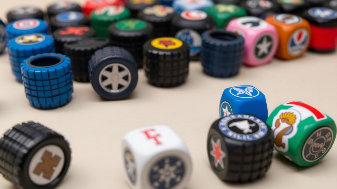 Colorful and unique valve caps as gift ideas.