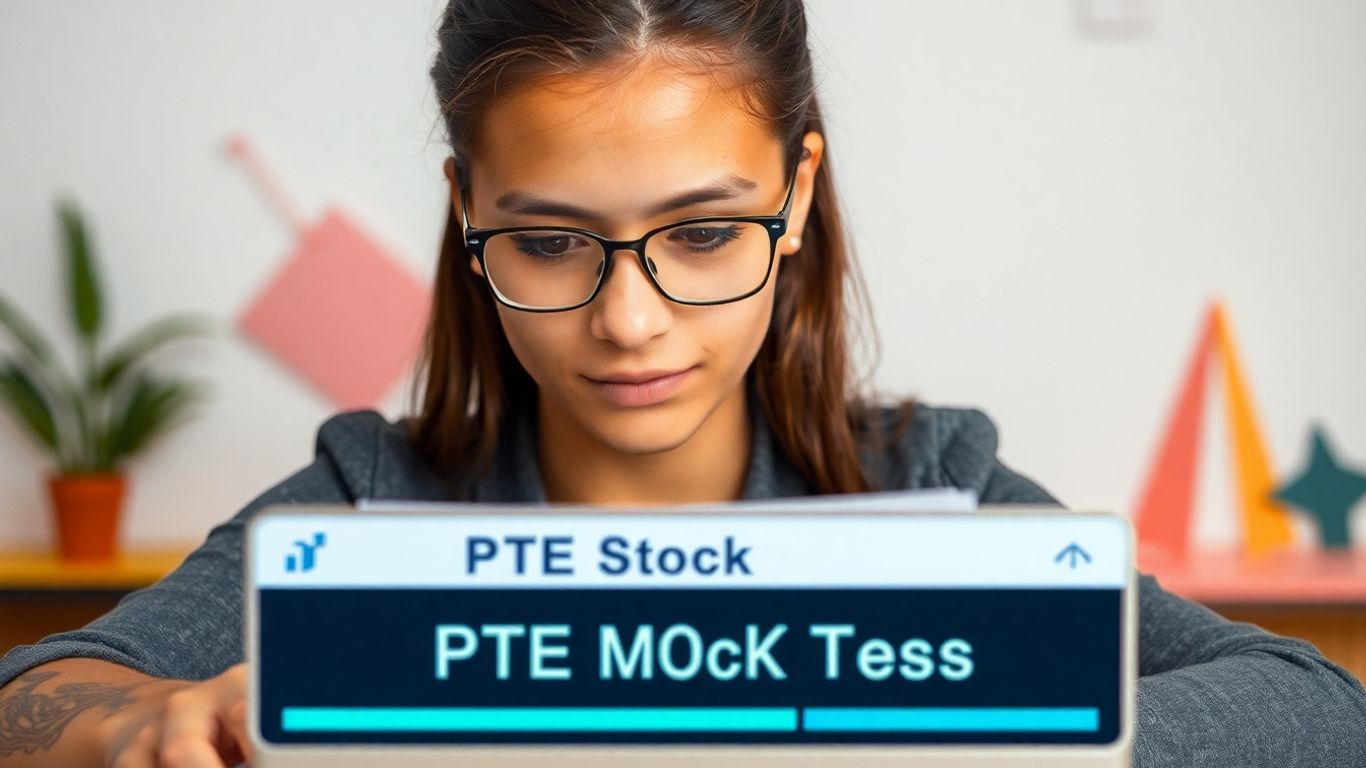 Student taking PTE mock test with AI scoring